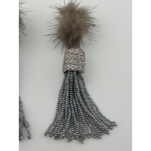 Mignonne Gavigan Jackie Mink Fur Dark Blue Tassel Earrings Mignonne Gavigan Jackie Mink Fur Gray‎ Tassel Earrings